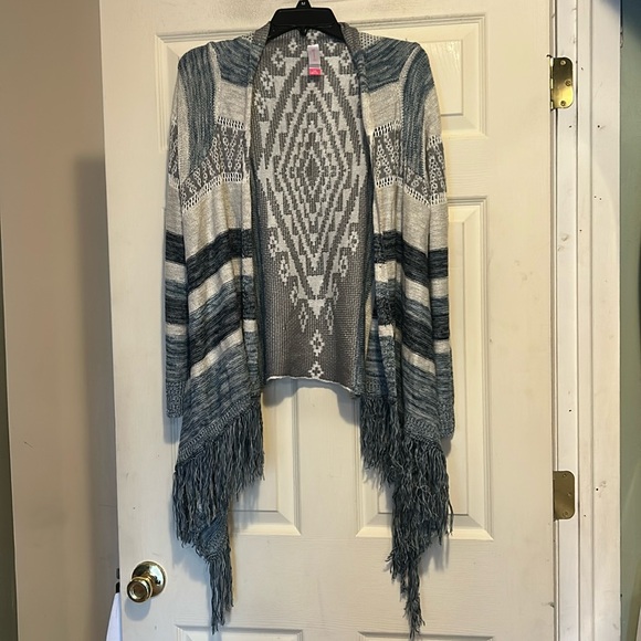 No Boundaries Sweaters - No Boundaries Juniors Cardigan Size Large (11-13) Blue Gray